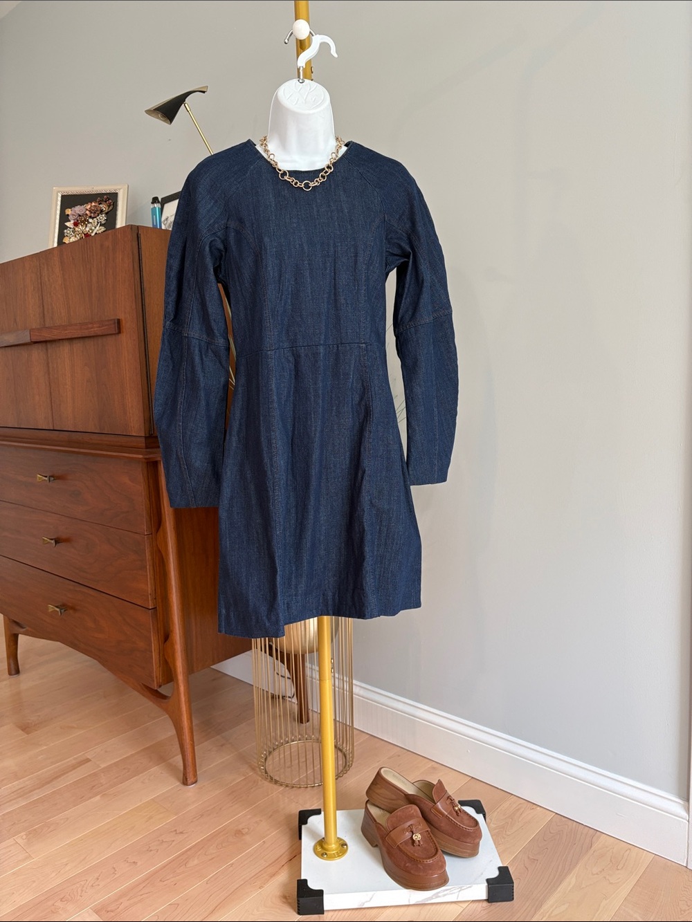 Banana Republic Navy Long-Sleeve Denim Mini Dress
